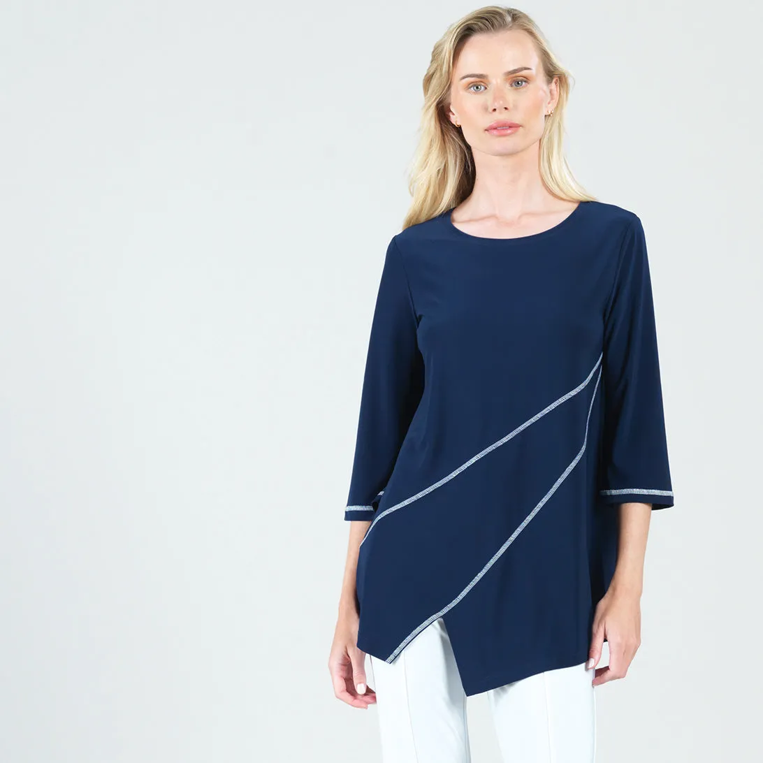 Stitch Line Angle Vent Tunic - Navy/White - Final Sale!