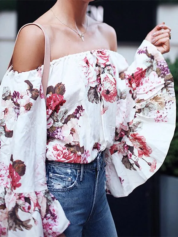 TastyHottie - Elegance Floral Flared Sleeves Loose Blouses&shirts Tops