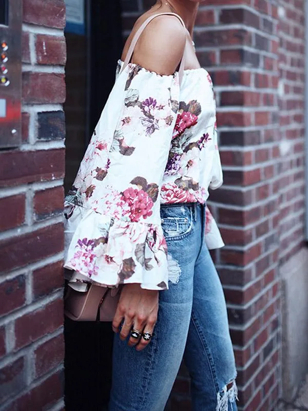 TastyHottie - Elegance Floral Flared Sleeves Loose Blouses&shirts Tops