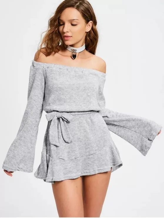 TastyHottie - Trendy Off The Shoulder Belted Mini Dress