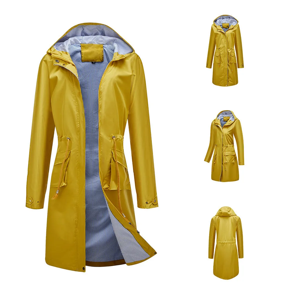 Women's Outdoor Raincoats Hooded Trench Coats