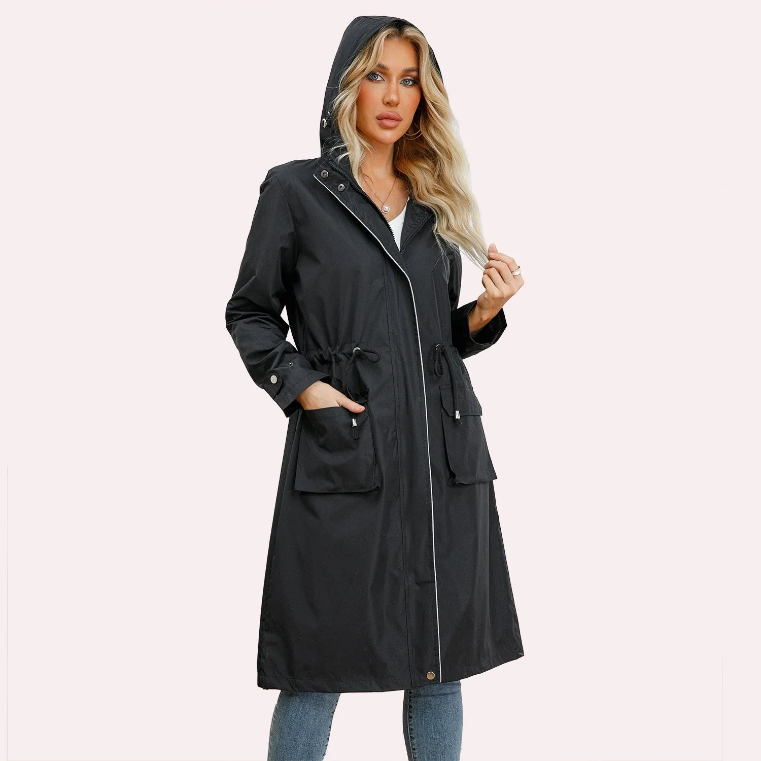 Women's Outdoor Raincoats Hooded Trench Coats