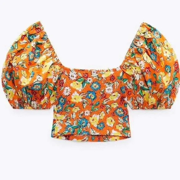 Zara Orange Floral Top