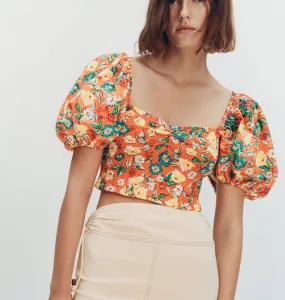 Zara Orange Floral Top